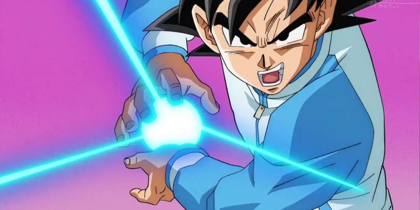 Goku preparing a Kamehameha