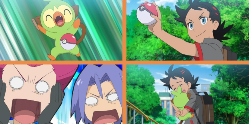 Goh stole Grookey from Team Rocket 