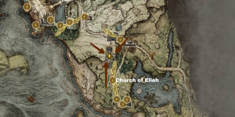 Groveside cave location in the map in elden ring