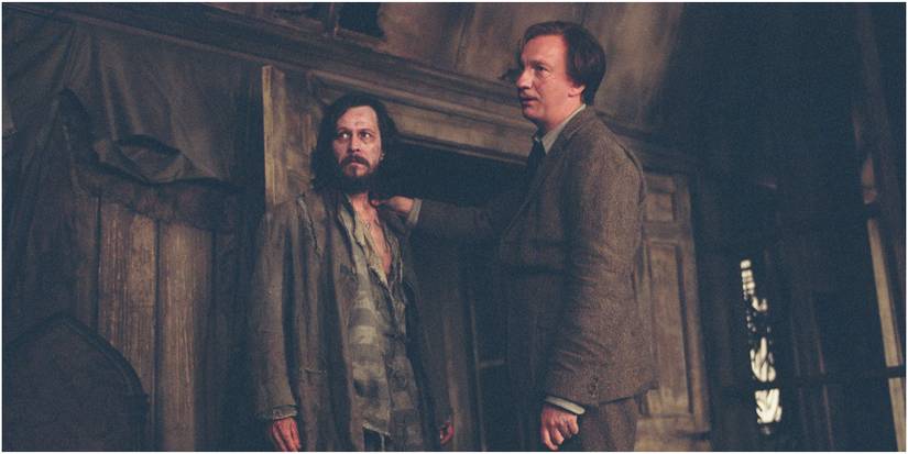 Sirius Black and Remus Lupin at the Shrieking Shack in Harry Potter and the Prisoner of Azkaban.