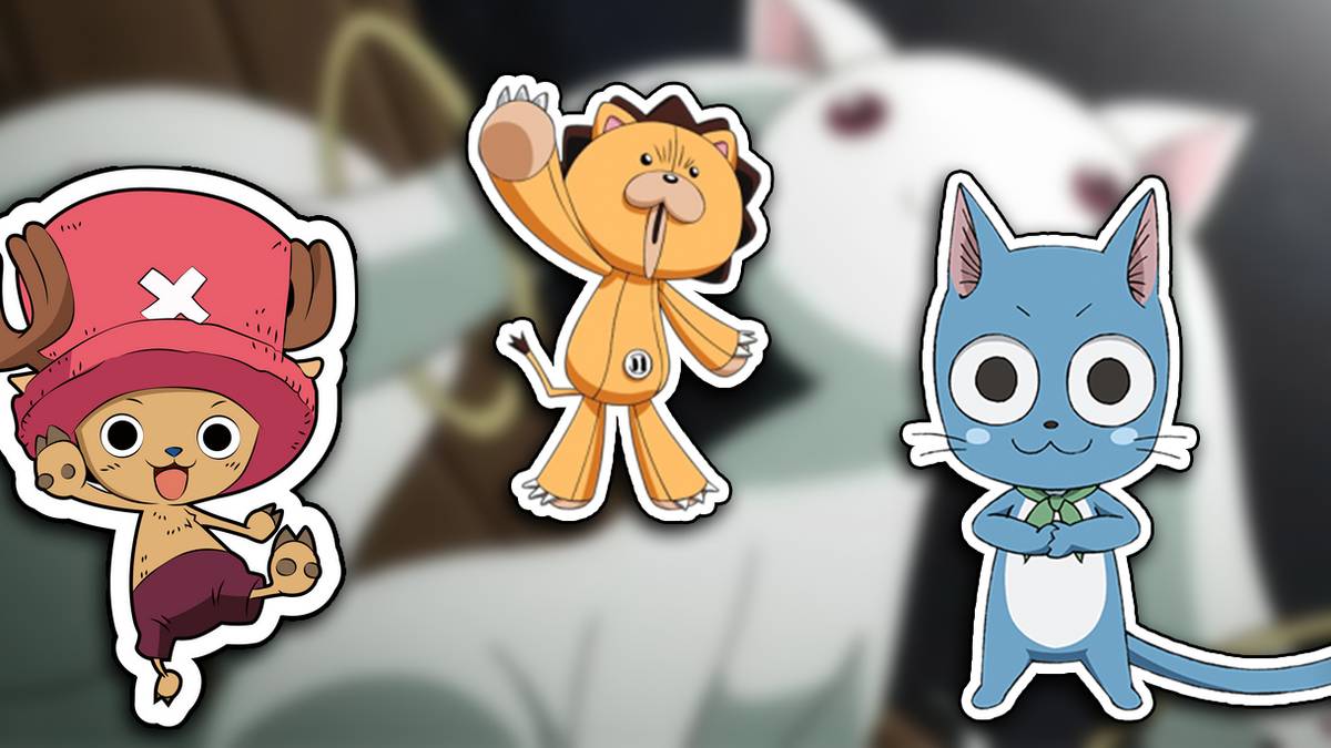 Adorable Anime Mascots Chopper, Happy and Konpaku from One Piece, Fairy Tail and Bleach