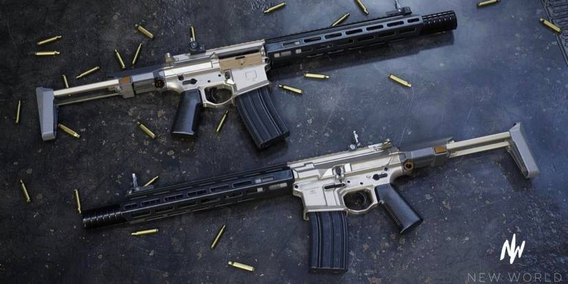 Insurgency Sandstorm image of silver Honey Badger assault rifles laying down next to bullets