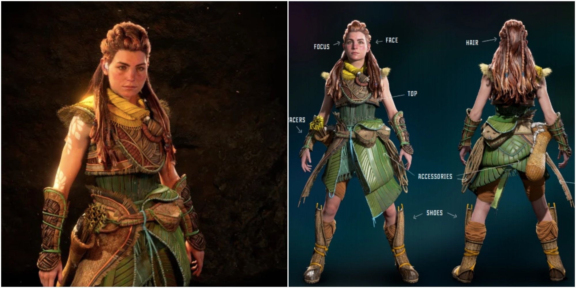 Horizon Forbidden West Collage of Aloy's Utaru Harvester Rare Outfit