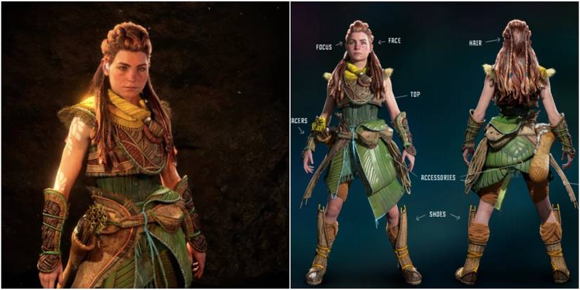 Horizon Forbidden West Collage of Aloy's Utaru Harvester  Rare Outfit