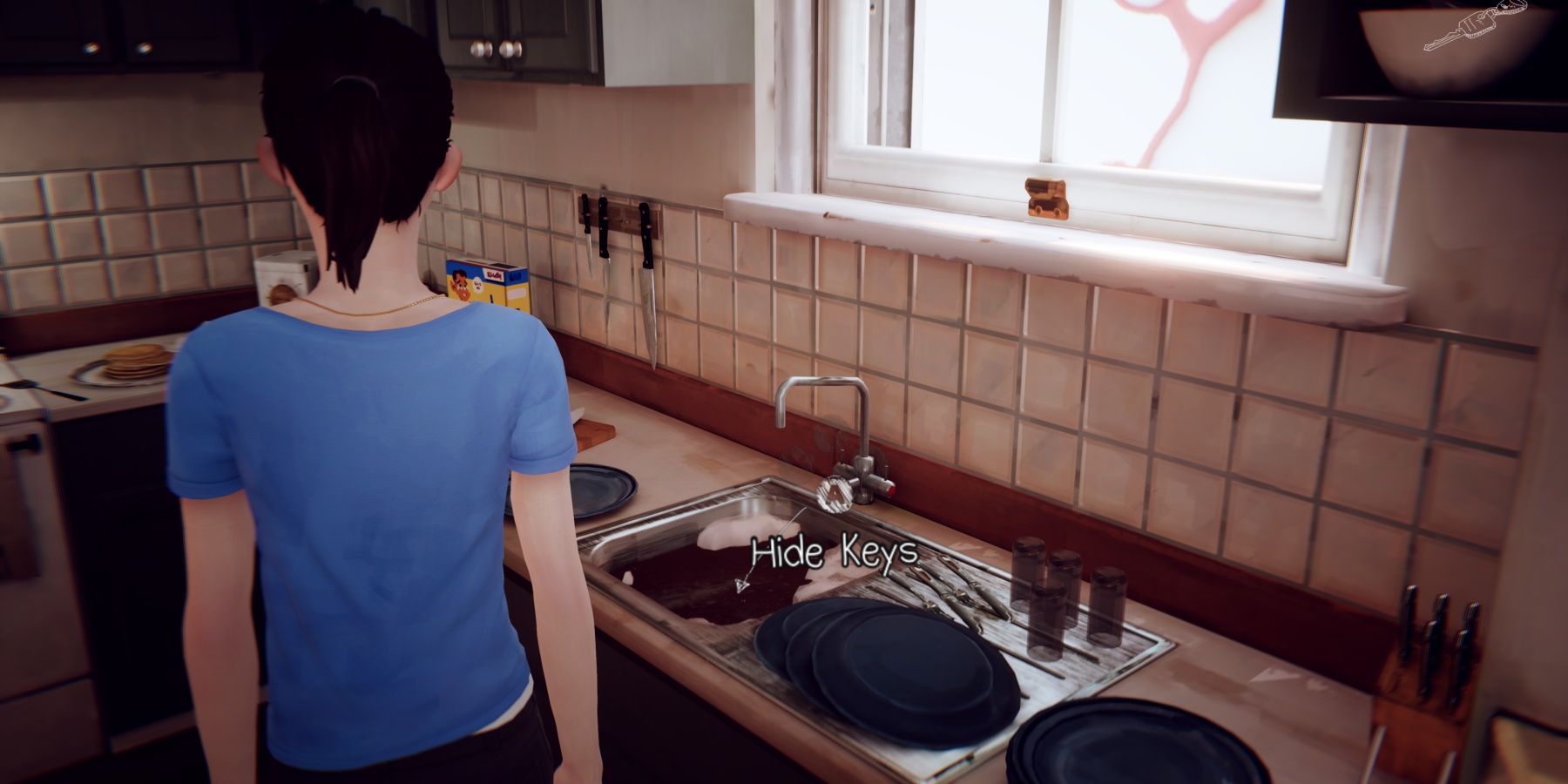 Max looking at a sink full of water during Episode 3 of Life is Strange