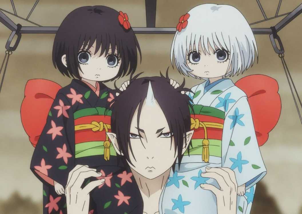 Three characters from Hozuki's Coolheadedness