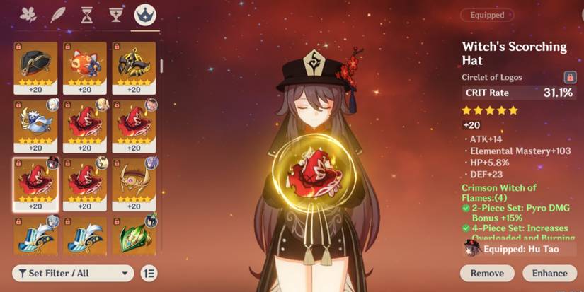 Hu Tao Crit Rate Helmet Genshin Impact