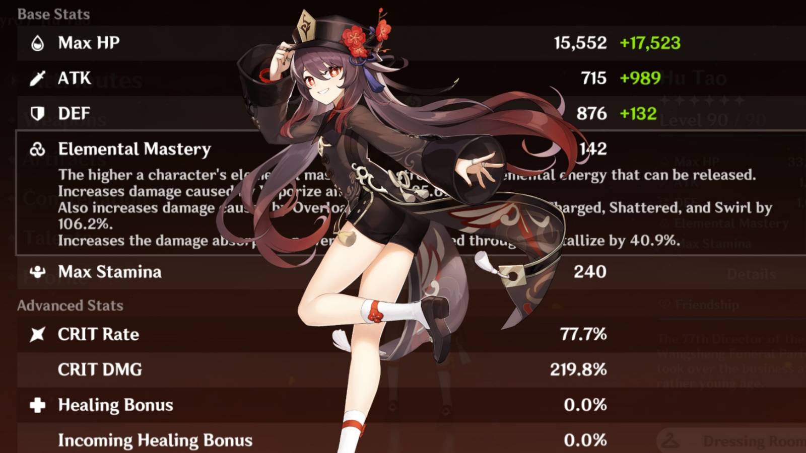 Hu Tao Genshin Impact stat