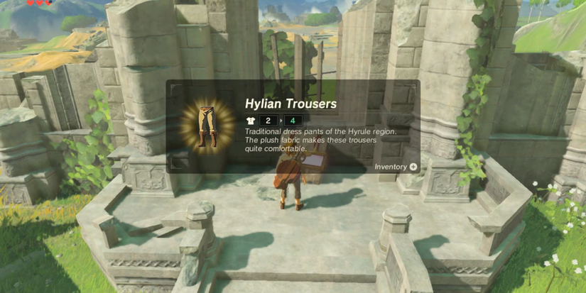 Link in ruins finding Hylian Trousers