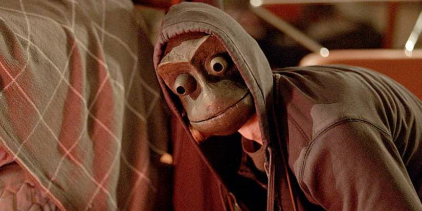 Alec wearing a frog mask in the thriller movie I See You