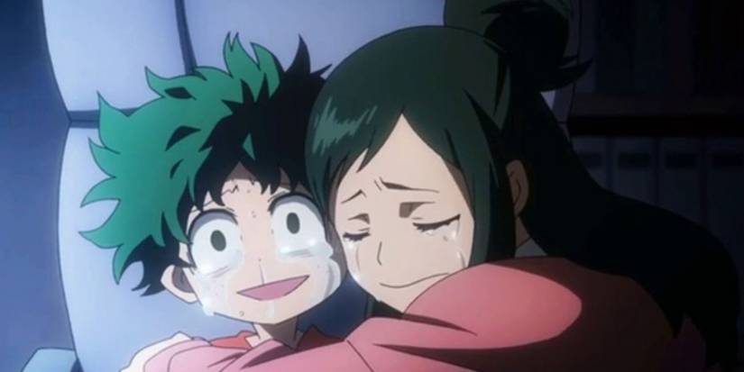 Inko hugging Midoriya in My Hero Academia
