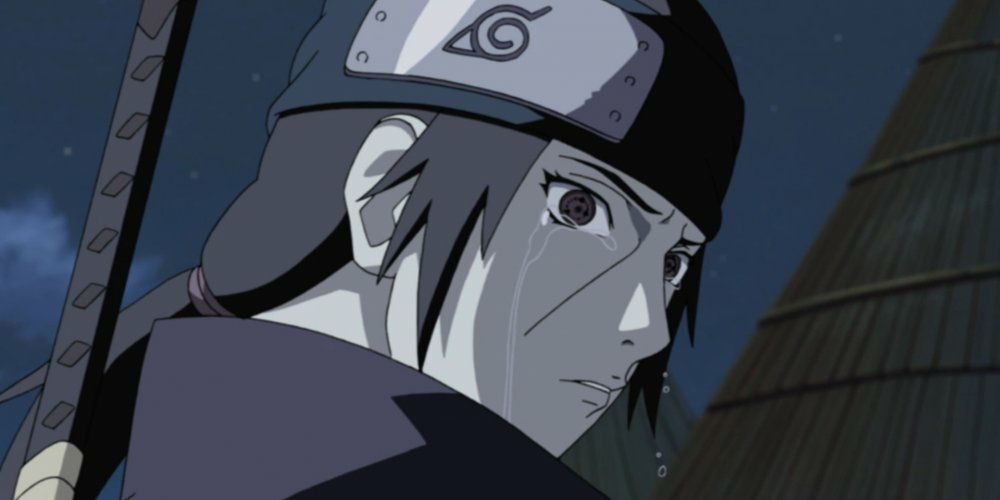 Itachi crying as he leaves Sasuke