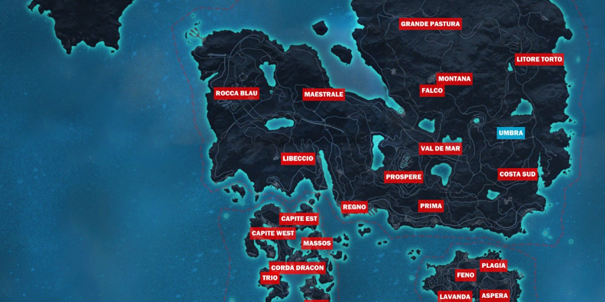 The in-game map of Just Cause 3