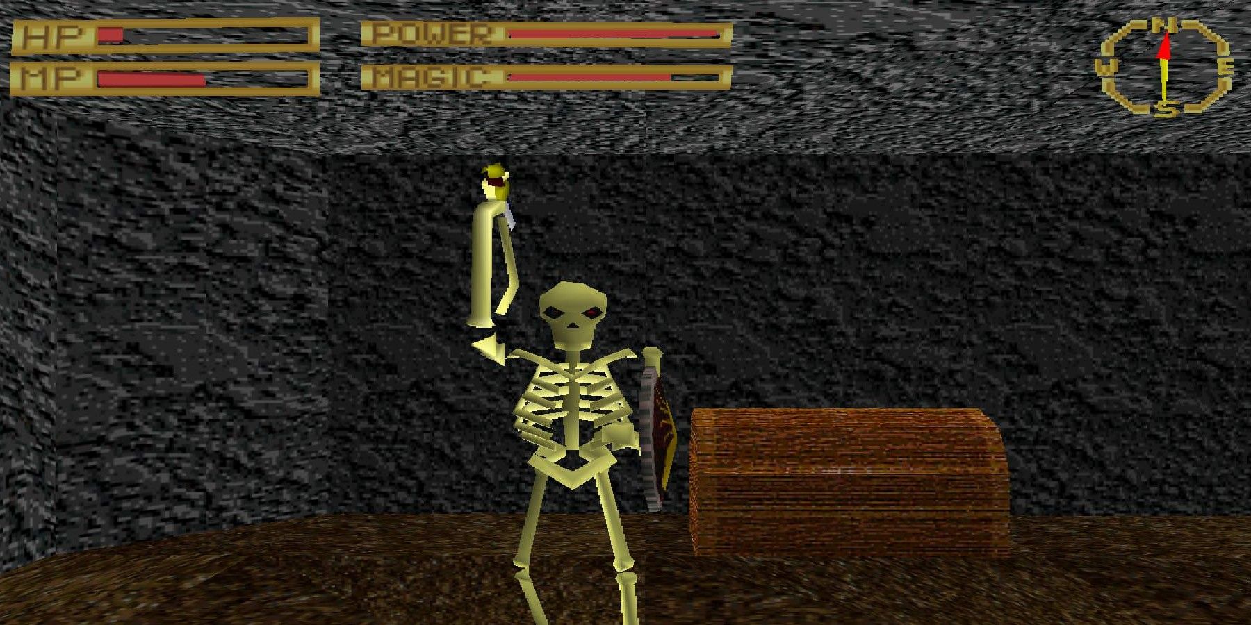 A skeleton attacking the player in King's Field 