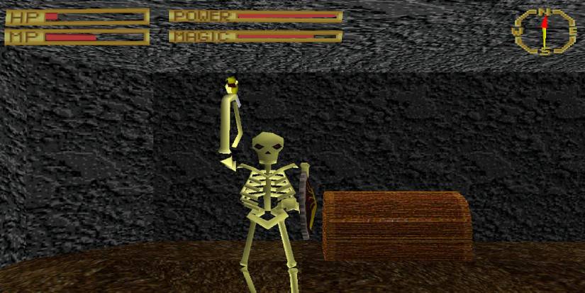 A skeleton attacking the player in King's Field 