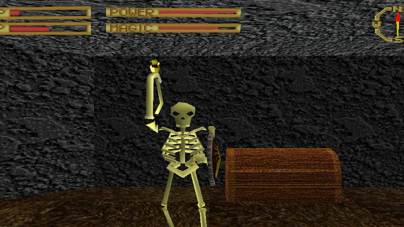 A skeleton attacking the player in King's Field 