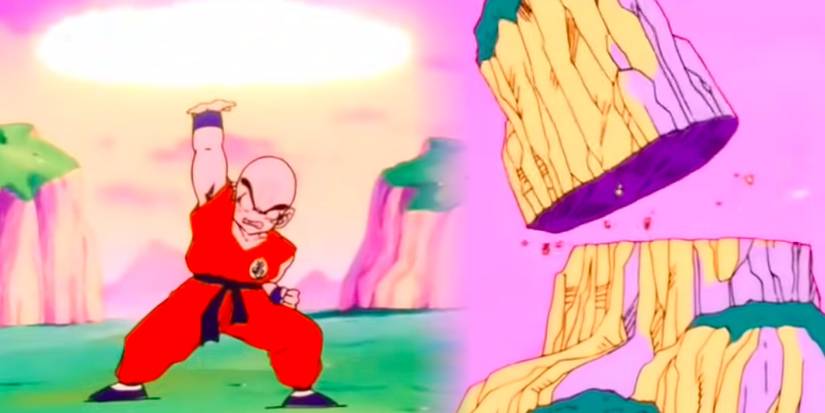Krillin using Destructo Disc during his fight with Nappa