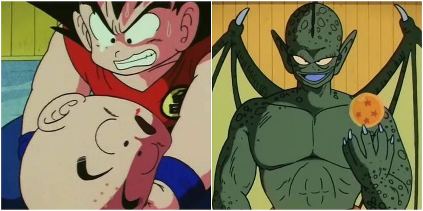 Krillin, Goku, and Tambourine in Dragon Ball