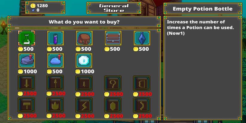 The upgrade menu from Labyrinth Legend