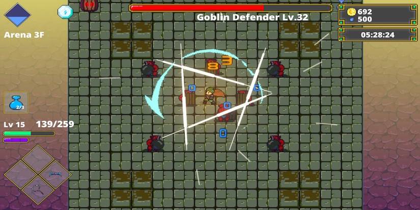 Fighting monsters in Labyrinth Legend