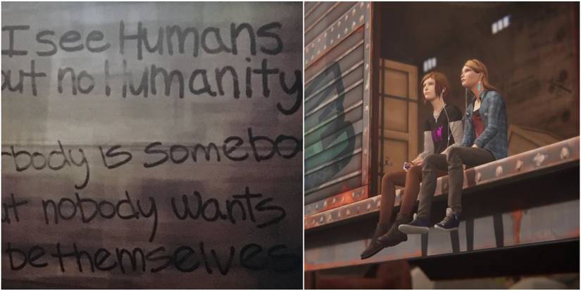 Life Is Strange Before The Storm Collage Of Chloe And Rachel On Train And Graffiti