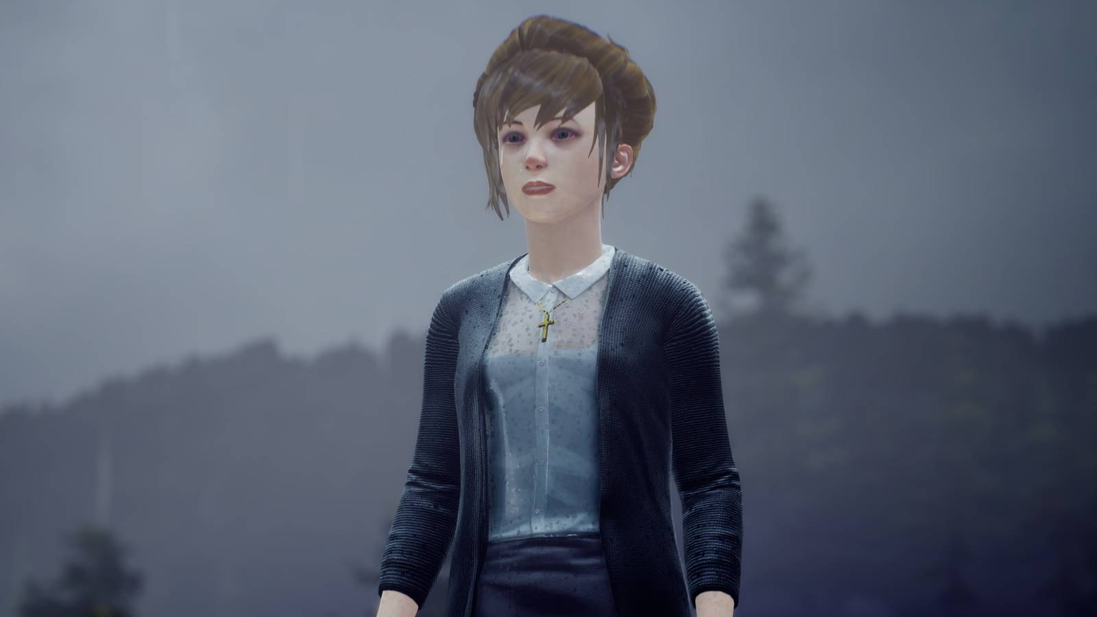 Kate Marsh crying in the rain during episode 2 of life is strange remastered