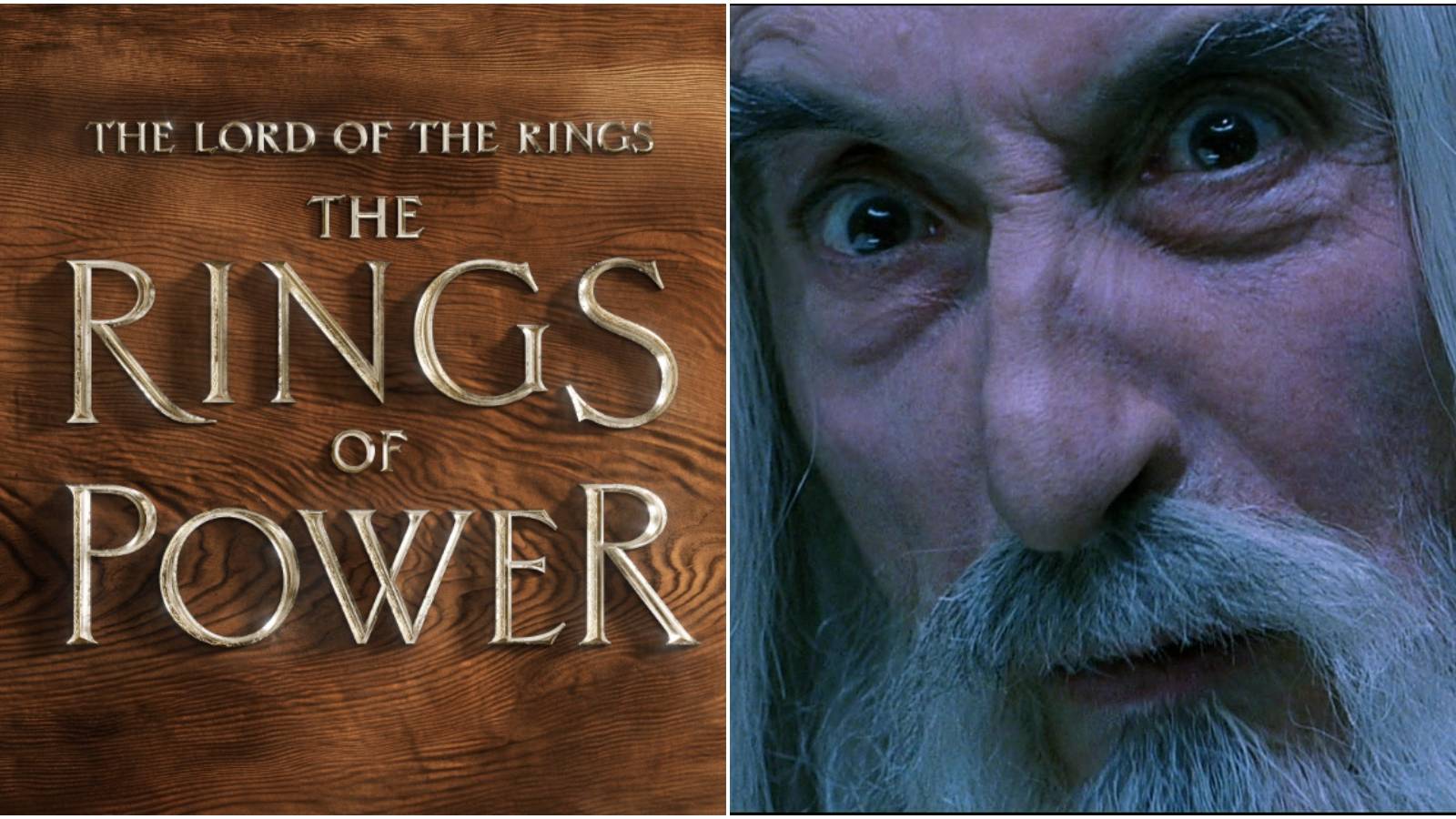 left: Rings of Power title; right: Sarumon