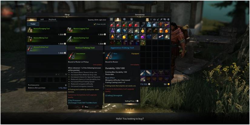 Lost Ark Buying The Novice Fishing Pole From Nickel In Lakebar