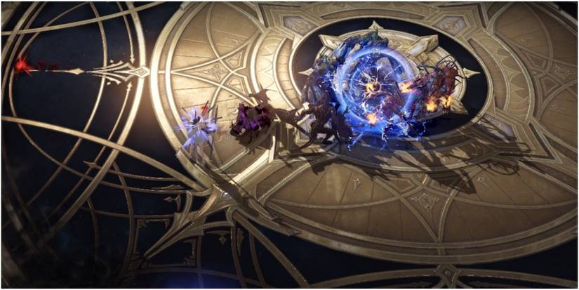 Lost Ark Casting A Lightning Vortex On A Mob Of Enemies