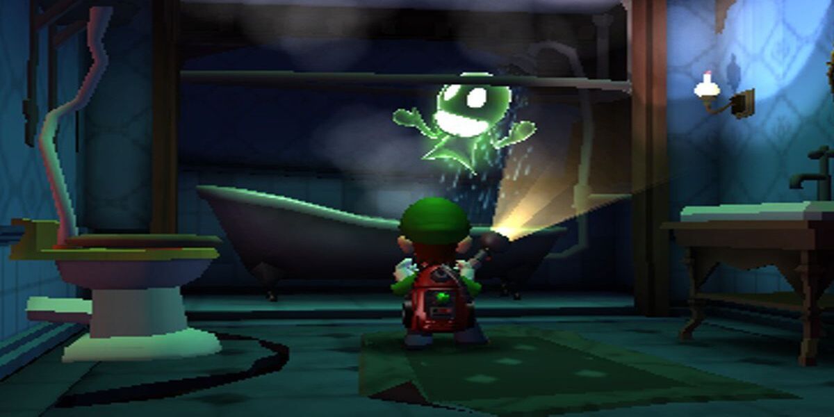 Luigi fighting a ghost
