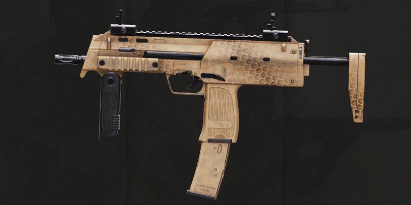 Insurgency Sandstorm image of tan MP7 submachine gun and black background