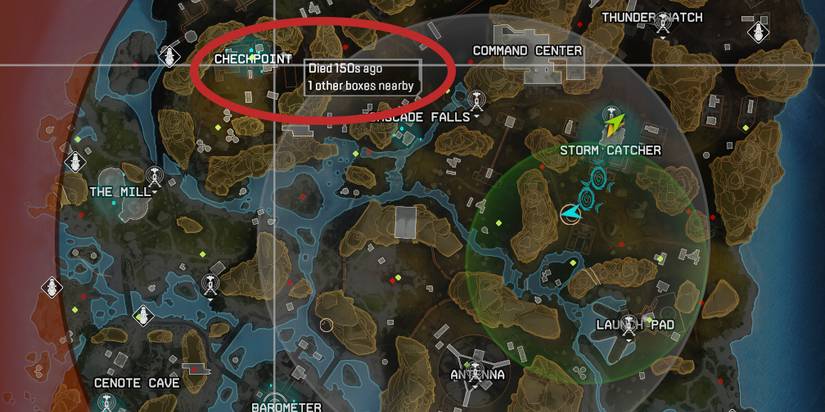Ash's map reveals the location of death boxes on the map Storm Point in Apex Legends