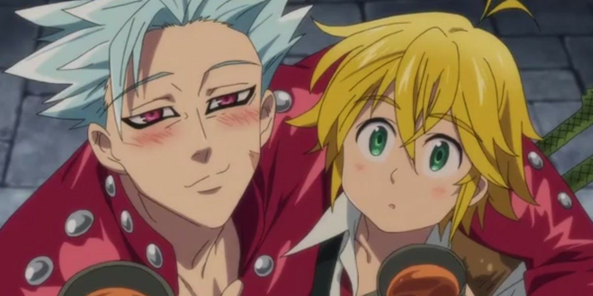 Meliodas and Ban drinking together