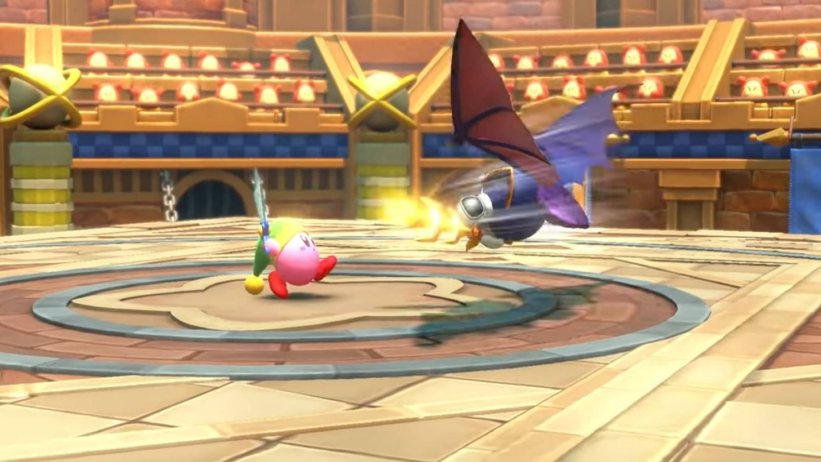 Kirby and Meta Knight preparing to fight in Kirby and the Forgotten Land