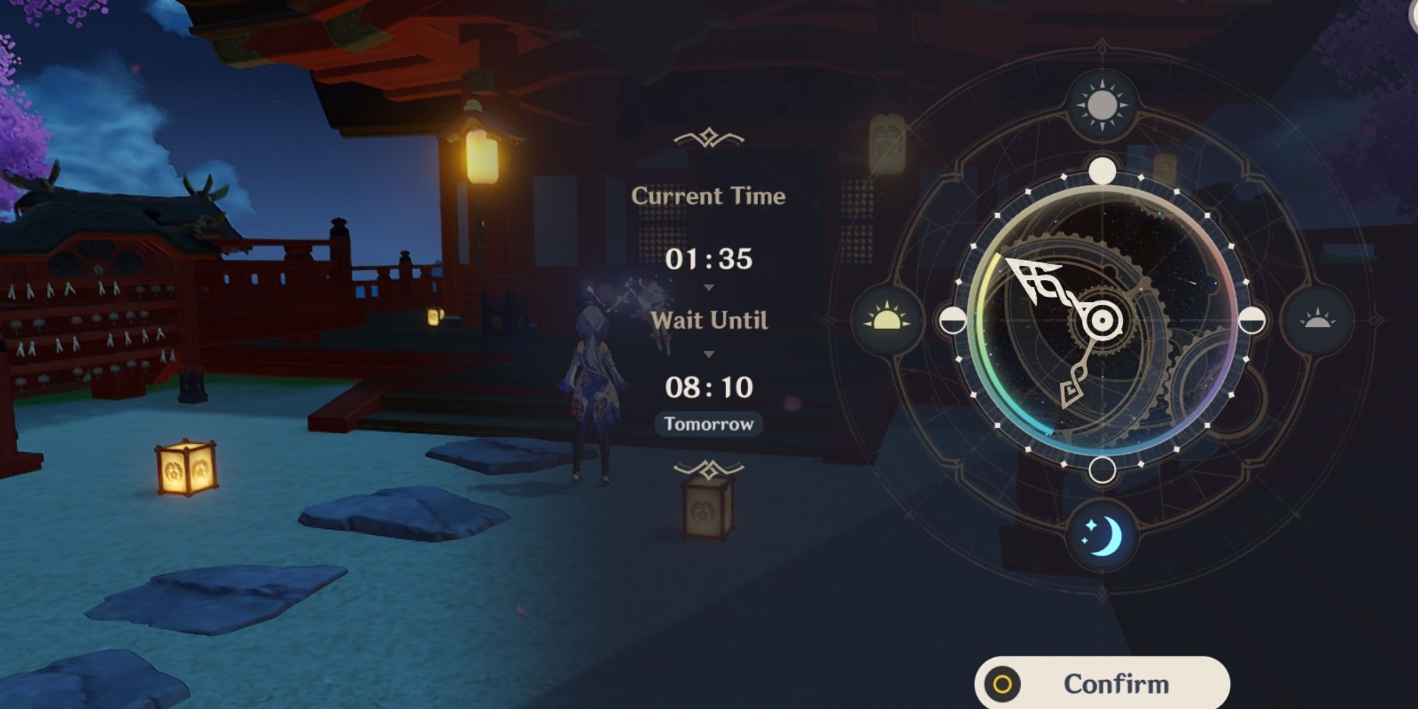 Moving the day forward using the clock feature