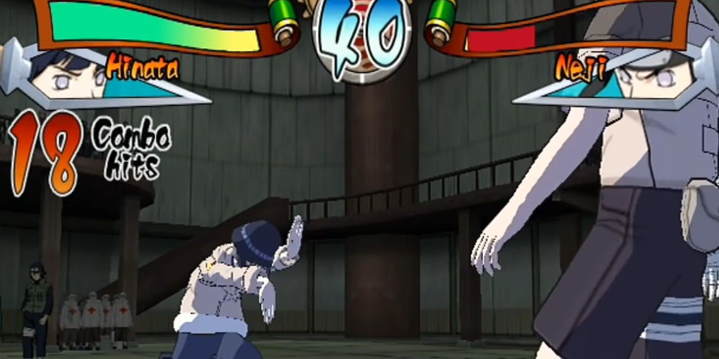 Naruto Clash of Ninja 2 fight with Hinata hand pose combo