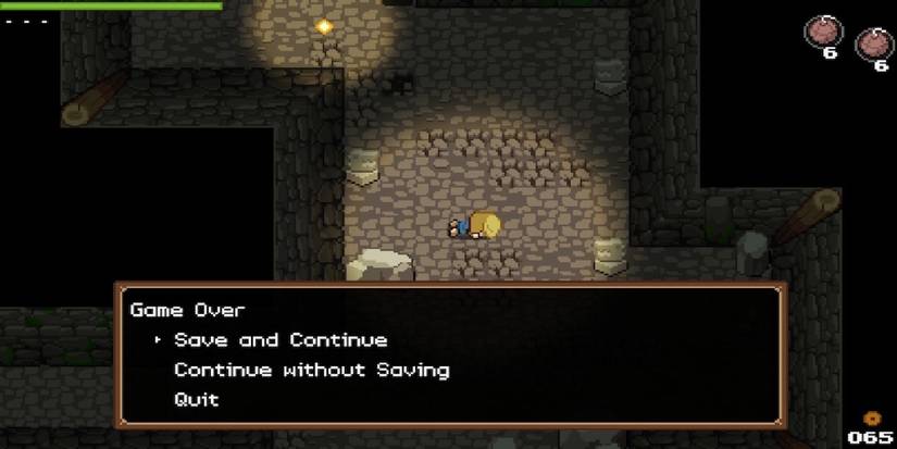 The continue menu from Ocean’s Heart