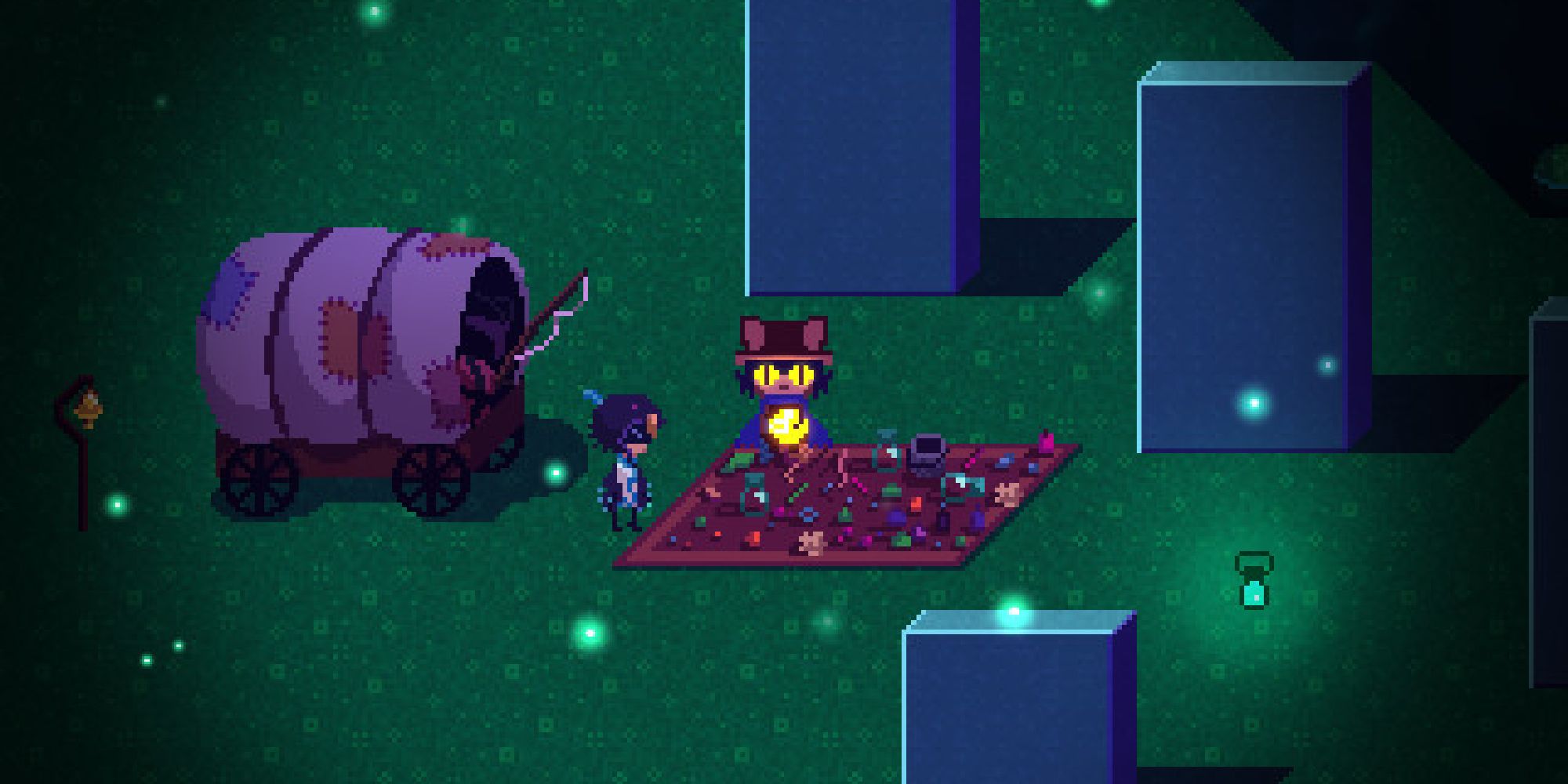 The overworld in OneShot showing Niko making a camp at night