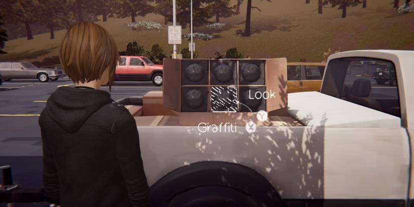 Chloe looking at stage lights in the back of a truck during episode 2 of Life is Strange Before the Storm Remastered