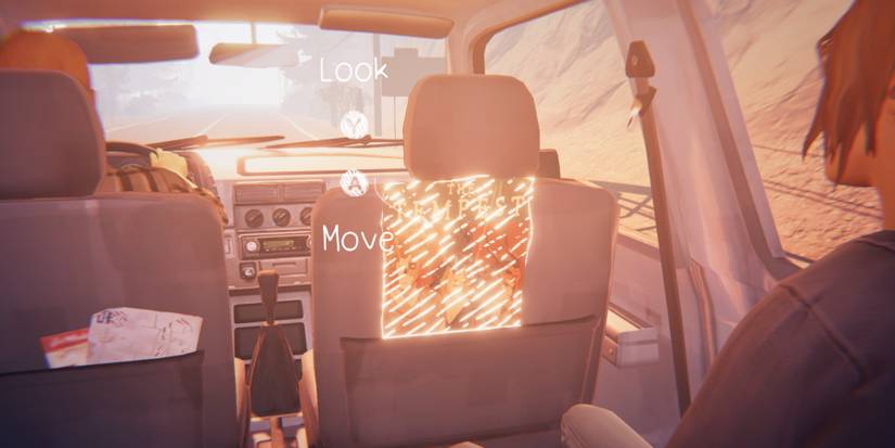 Chloe inside William's car during a dream sequence in Episode 1 of Life is Strange: Before the Storm