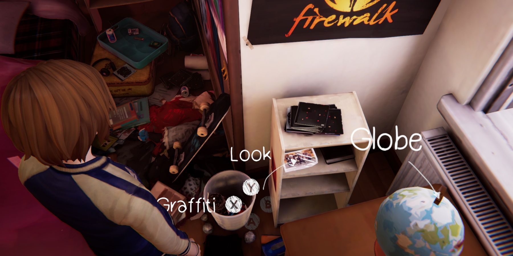 Chloe looking at the items in her room during episode 3 of Life is Strange: Before the Storm Remastered