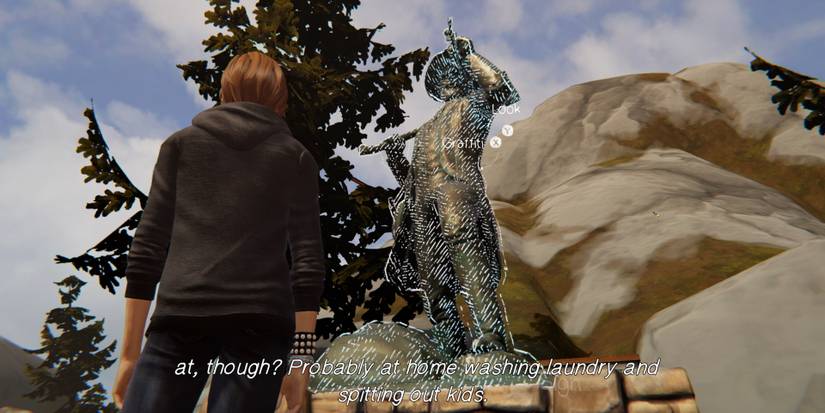 Chloe looking at a statue at lookout point during Episode 1 of Life is Strange: Before the Storm Remastered