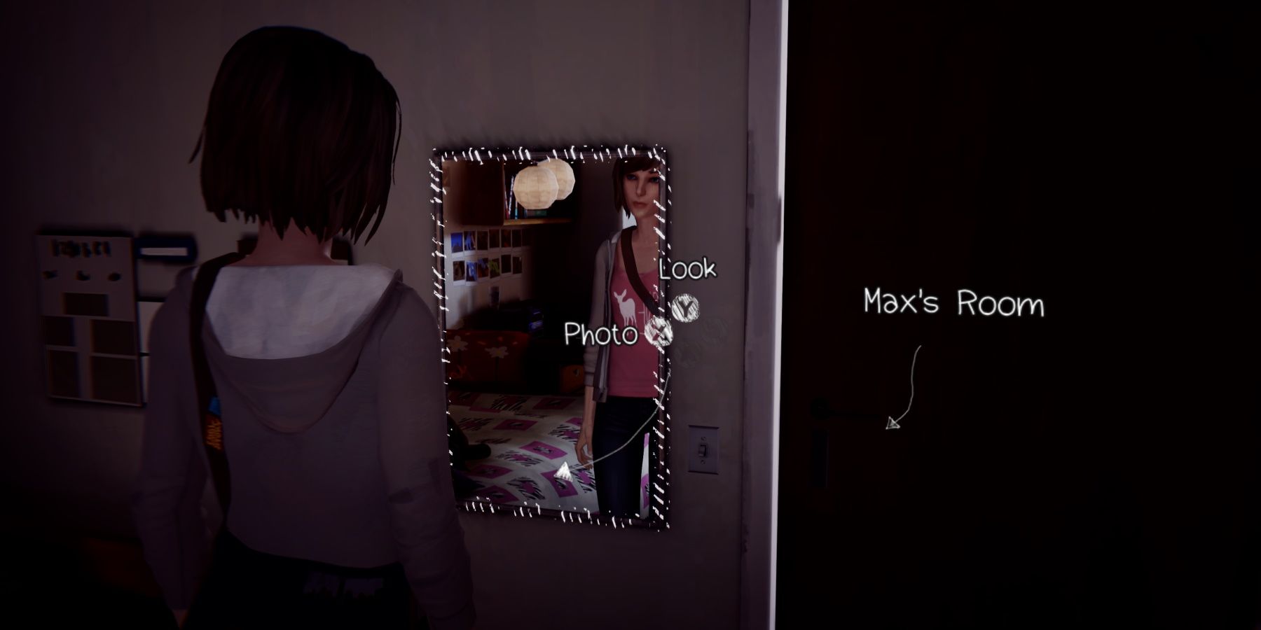 Max looking into the mirror during episode 1 of life is strange