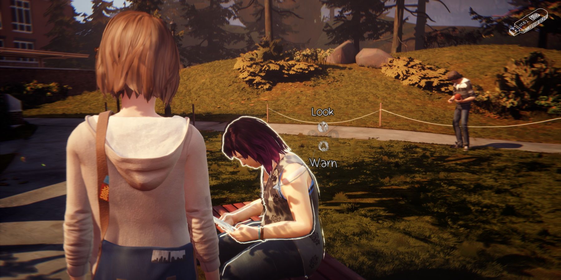 Max and Alyssa outside the girls' dormitory in episode 1 of life is strange