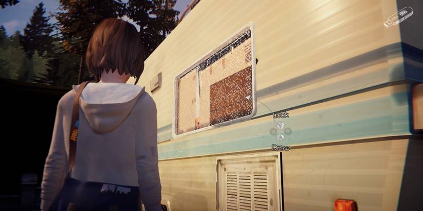 Max looking at dirty van in Blackwell parking lot during episode 1 of life is strange
