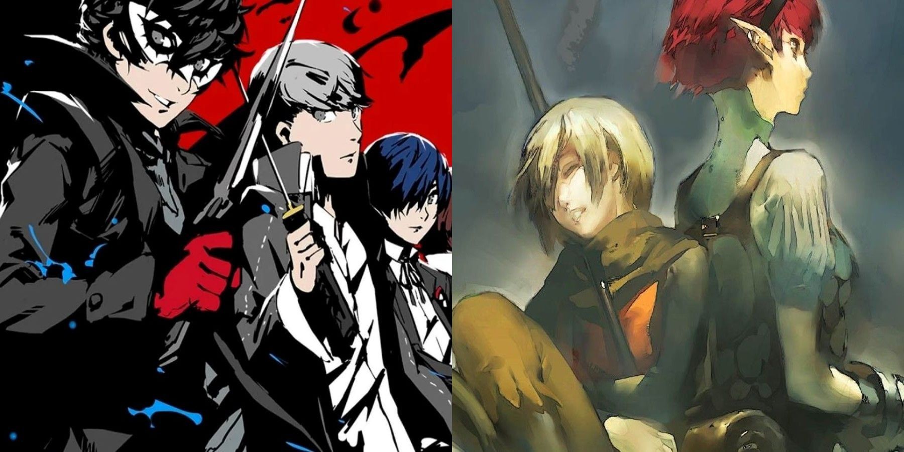 Главные герои Persona 3, Persona 4 и Persona 5 рядом с концепт-артом Project Re Fantasy