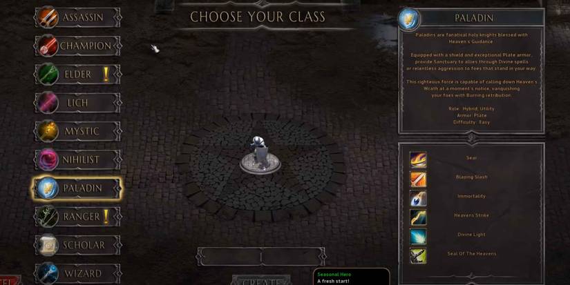 The Paladin class in Arena of Kings