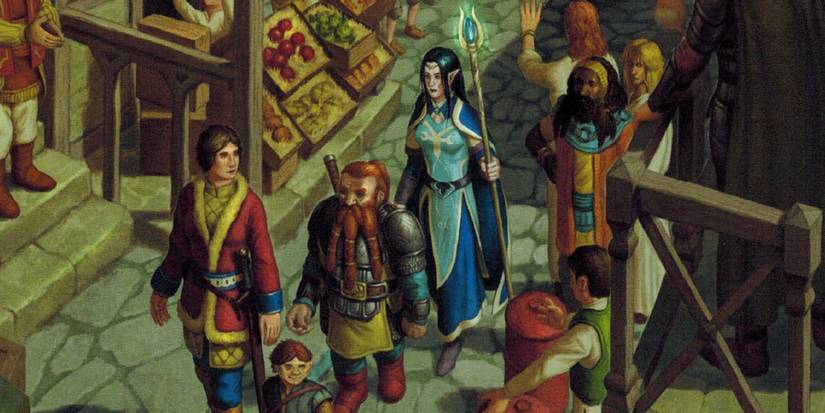 Party exploring the town