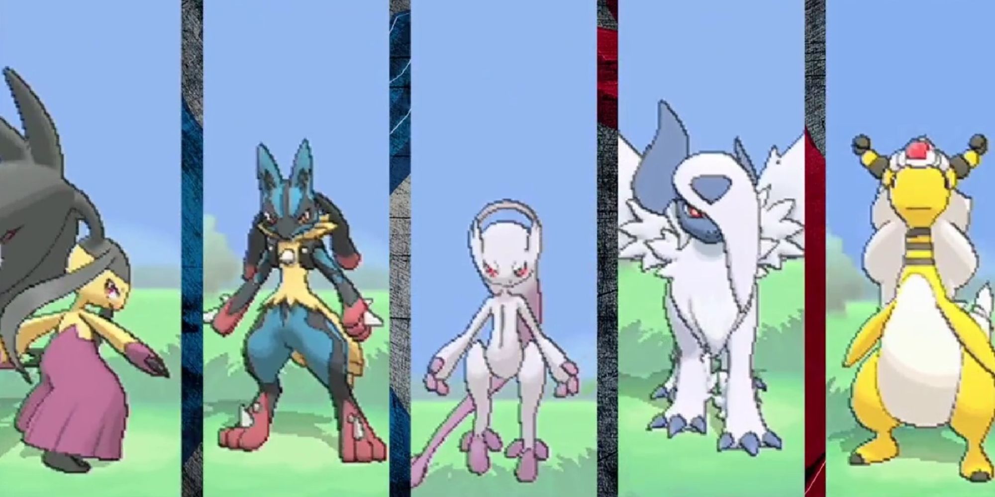 Mega Evolutions for Mawile, Lucario, Mewtwo, Absol, and Ampharos in their reveal trailer in X & Y