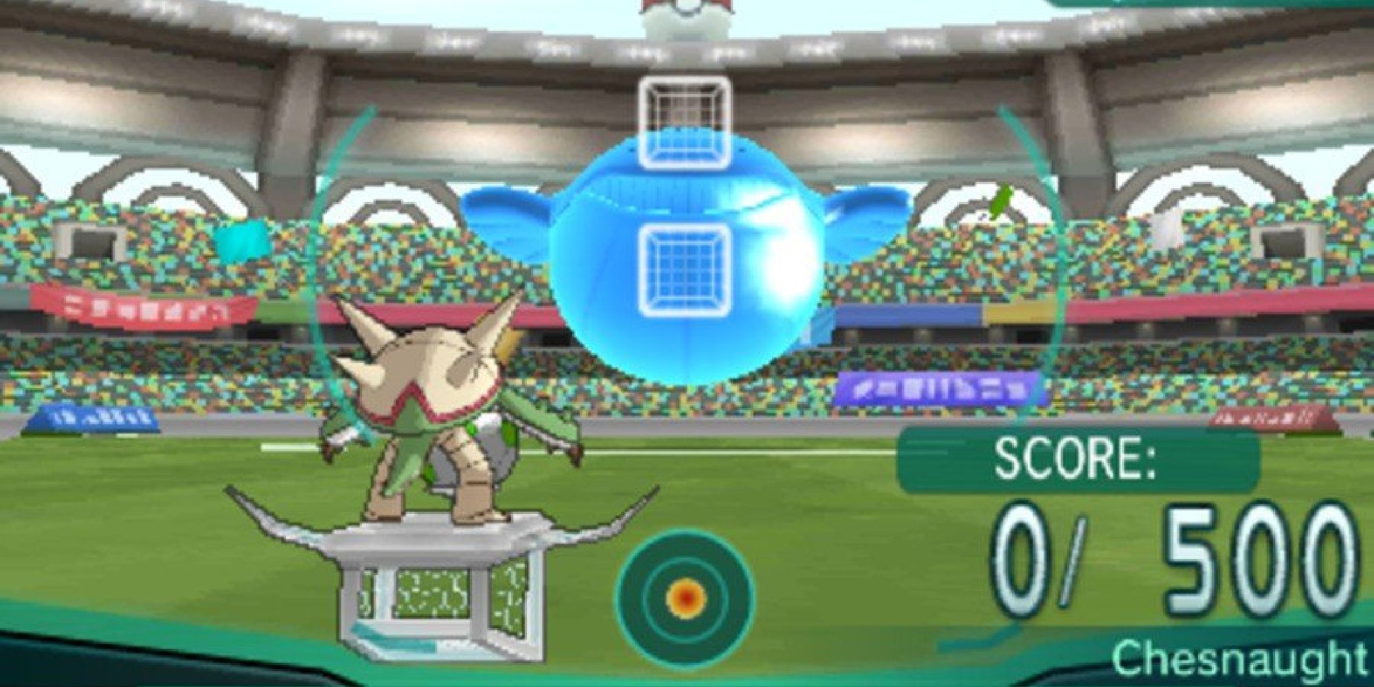 A player putting their Chesnaught through Super Training in X & Y